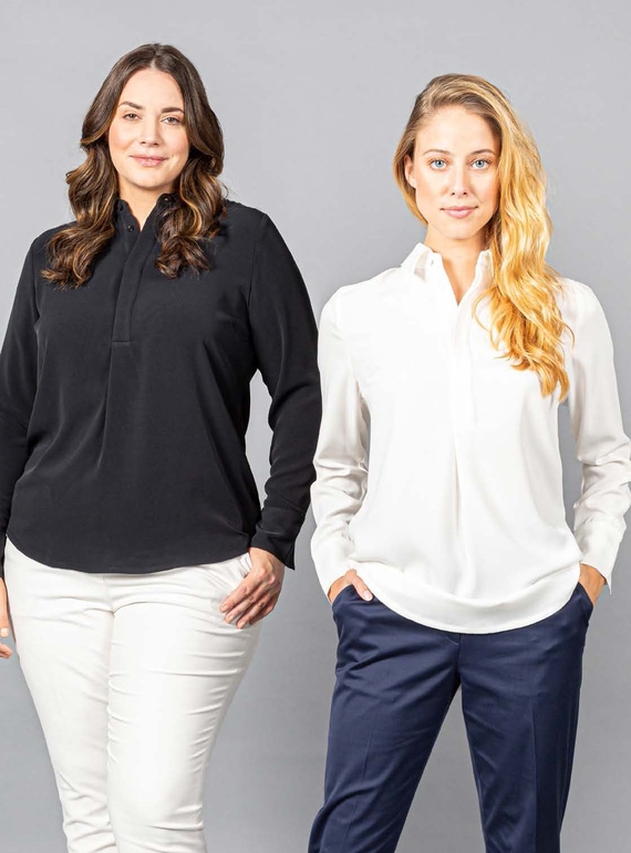 Quinn Long Sleeve Half Placket Luxe Twill Soft Shirt