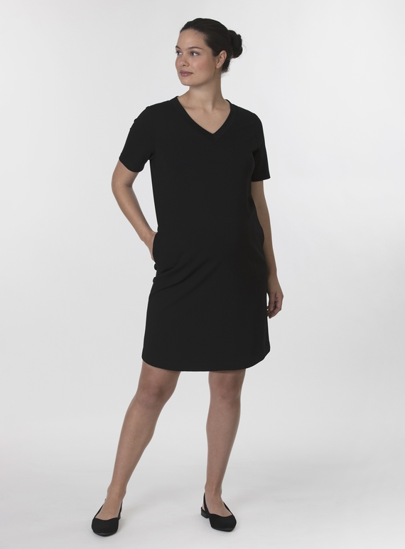 Maternity V Neck Shift Dress with Pockets - Women