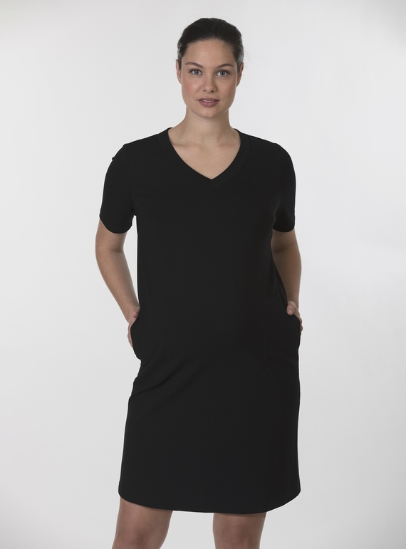 Maternity V Neck Shift Dress with Pockets - Women