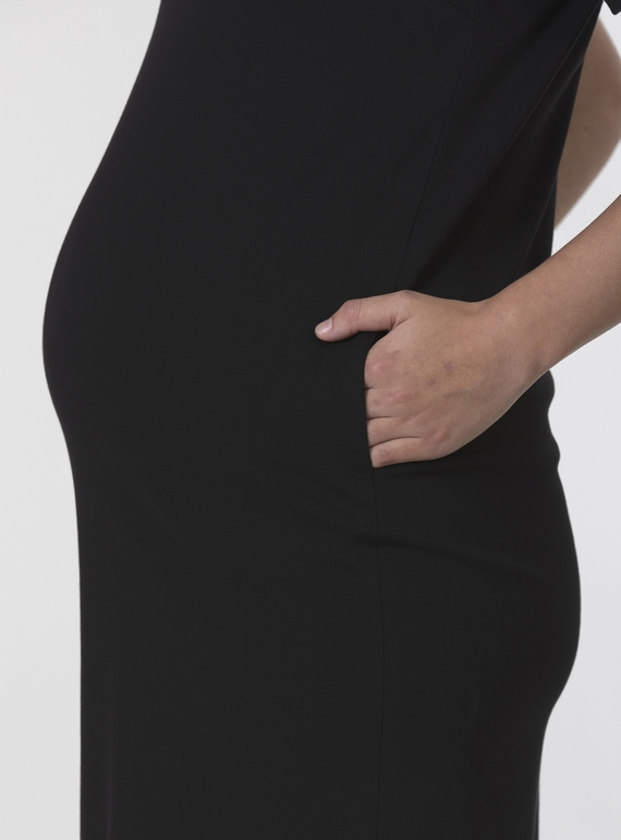 Maternity V Neck Shift Dress with Pockets - Women