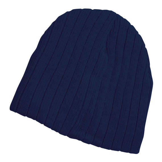Cable Knit Acrylic Beanie - Navy