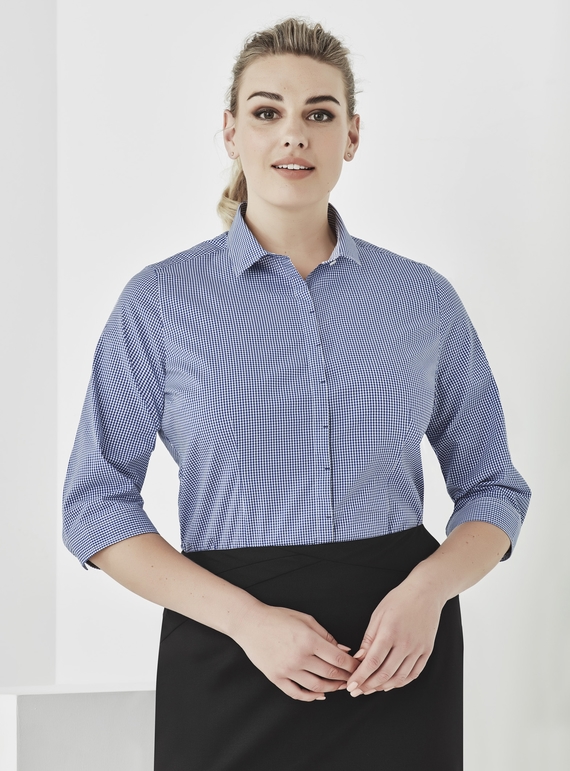 Newport 3/4 Sleeve Mini-Check Shirt - Women