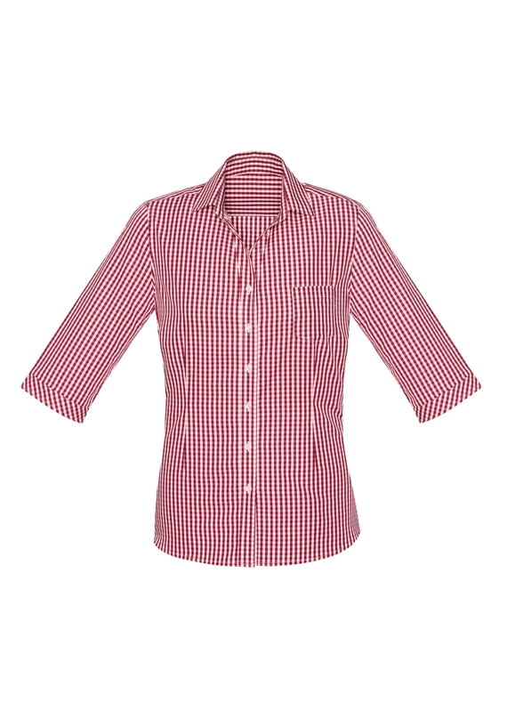 Springfield 100% Cotton 3/4 Sleeve Check Shirt - Women - Cardinal Red