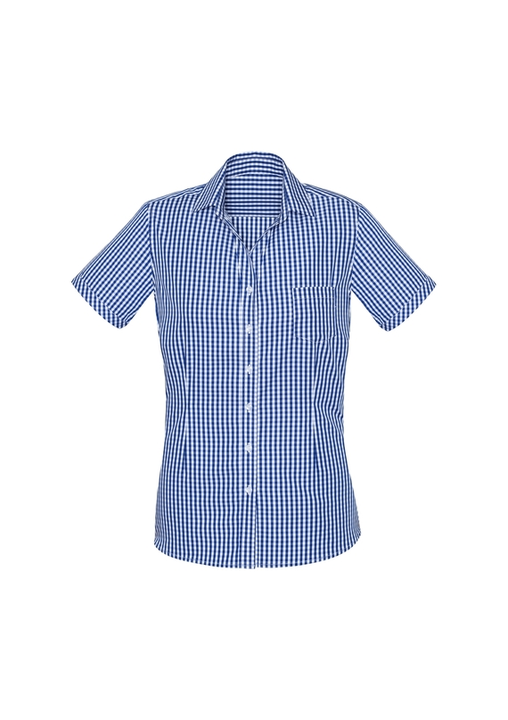 Springfield Short Sleeve 100% Cotton Check Shirt - Women - French Navy