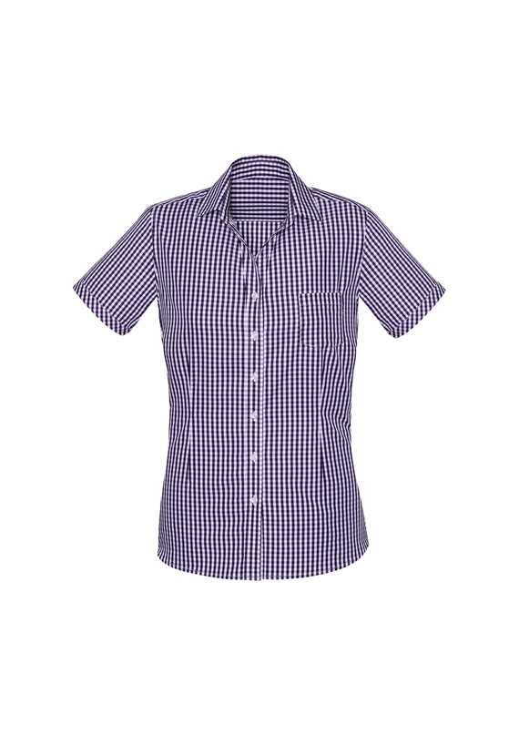 Springfield Short Sleeve 100% Cotton Check Shirt - Women - Purple Reign