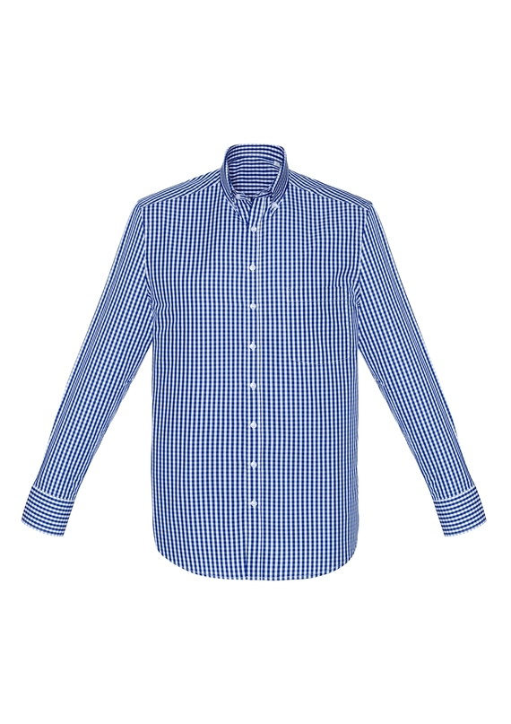 Springfield Long Sleeve 100% Cotton Check Shirt - Men - French Blue