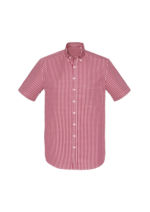 Springfield Short Sleeve 100% Cotton Check Shirt - Men - Cardinal Red