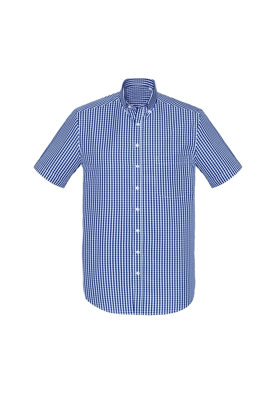 Springfield Short Sleeve 100% Cotton Check Shirt - Men - French Navy