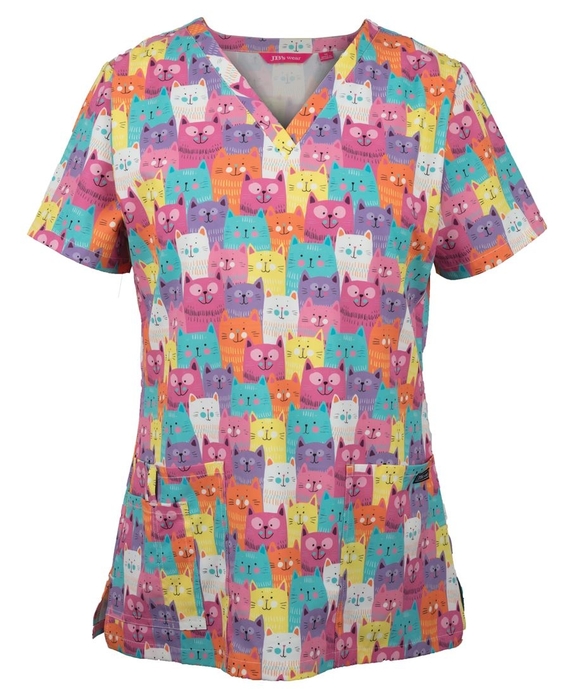 Printed Scrub Tops - Women