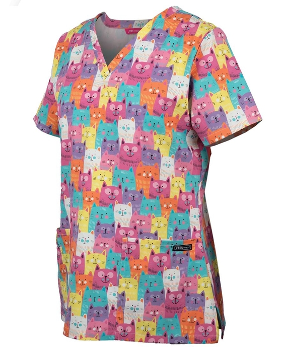 Printed Scrub Tops - Women