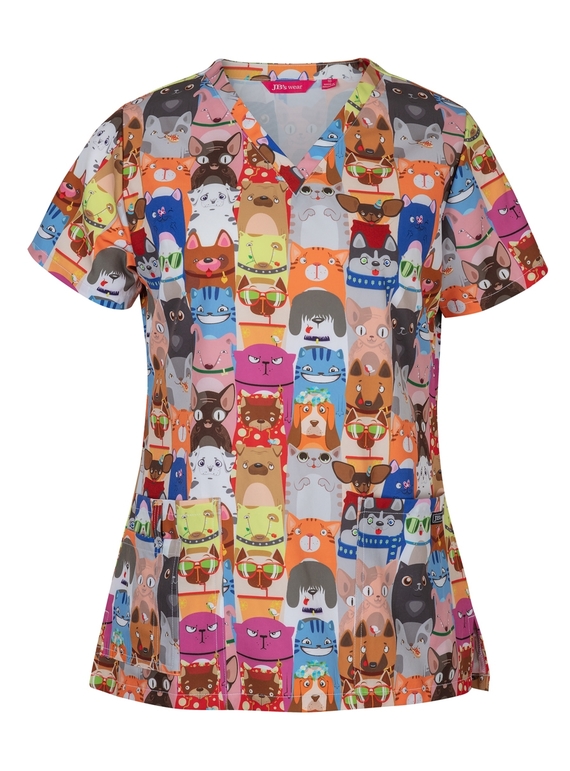 Printed Scrub Tops - Women