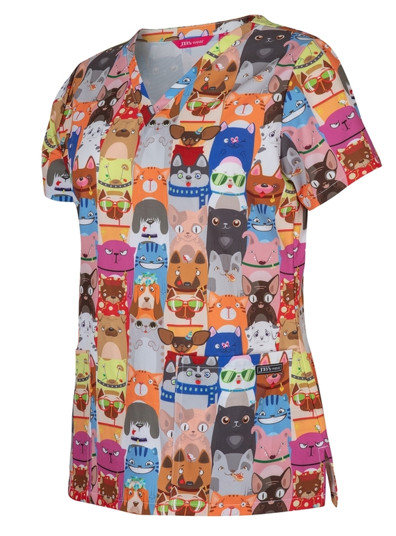 Printed Scrub Tops - Women