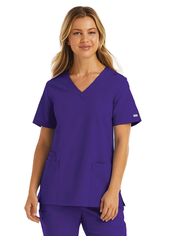 Momentum Double V Neck Scrub Top - Women - Grape