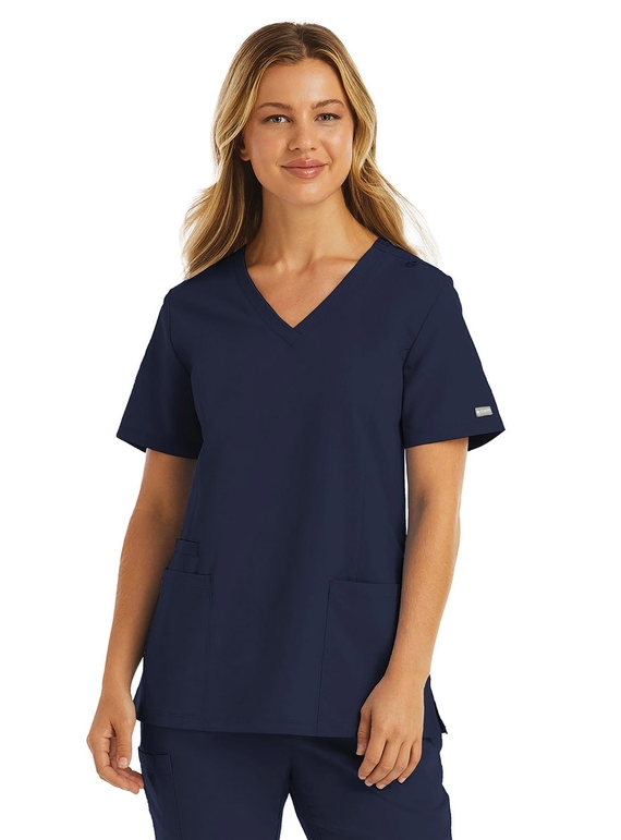 Momentum Double V Neck Scrub Top - Women - Navy