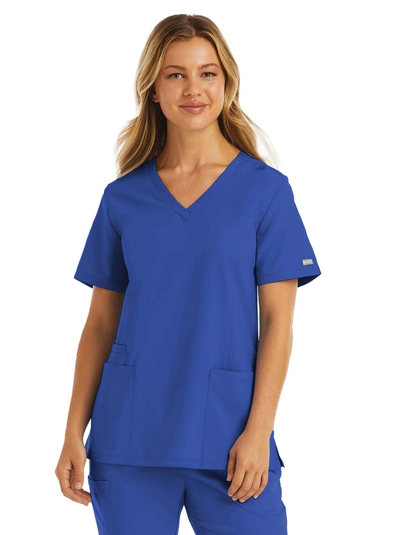 Momentum Double V Neck Scrub Top - Women - Royal Blue