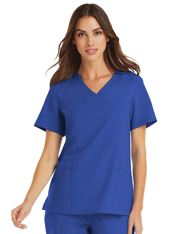 Momentum Mock Wrap Neck Scrub Top - Women - Royal Blue