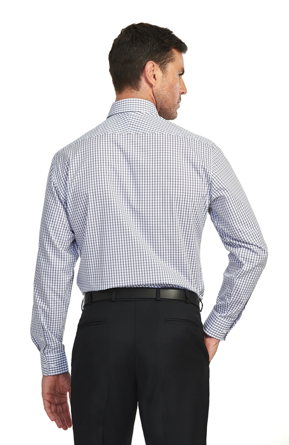 Men's Dark Grey/White Windowpane Check Tailored Shirt - BS5351 - The ...