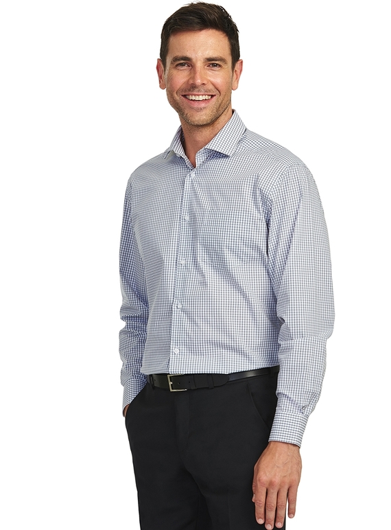 Grey/White Gingham Check Tailored Shirt - Men