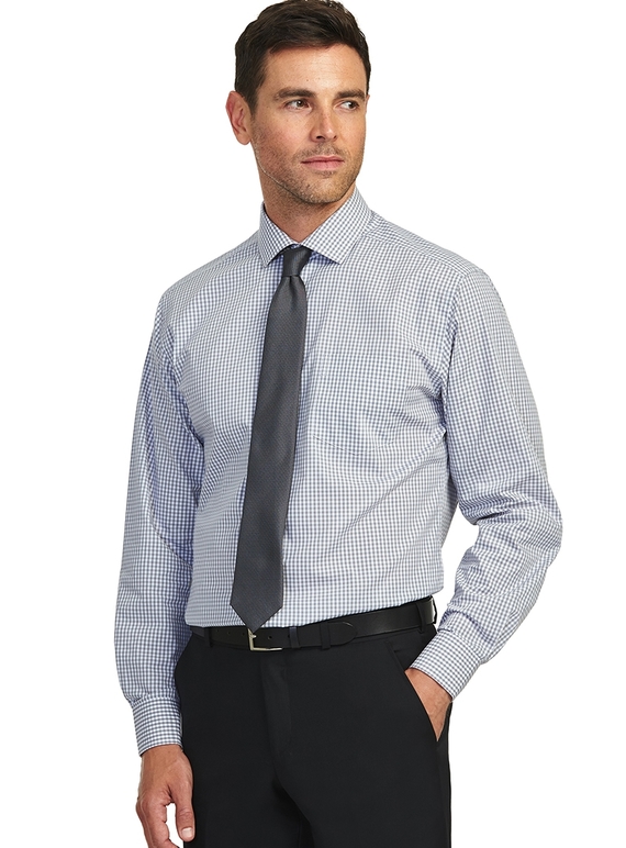 Grey/White Gingham Check Tailored Shirt - Men