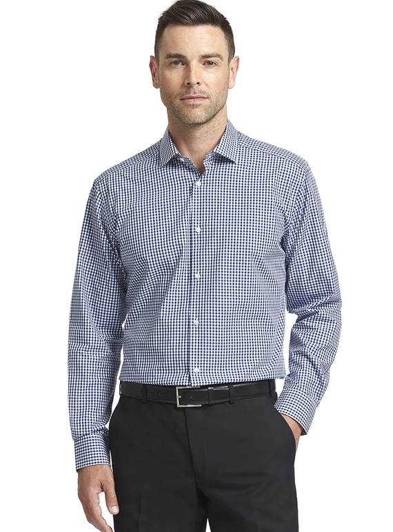 Men's Long Sleeve Blue/White/Black Square Check Shirt - BS5359 - The ...