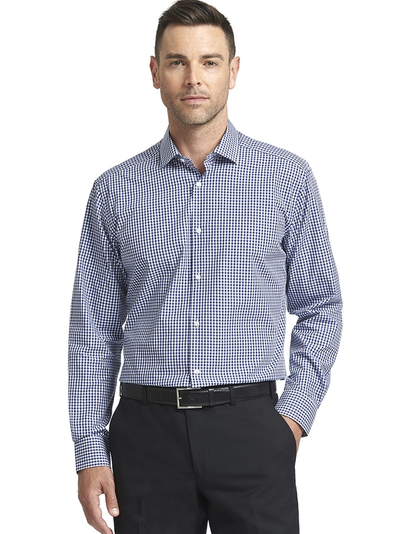 Blue/White/Black Square Check Tailored Shirt