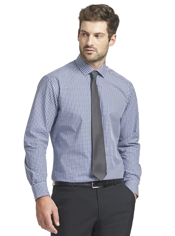 Blue/White/Black Square Check Tailored Shirt