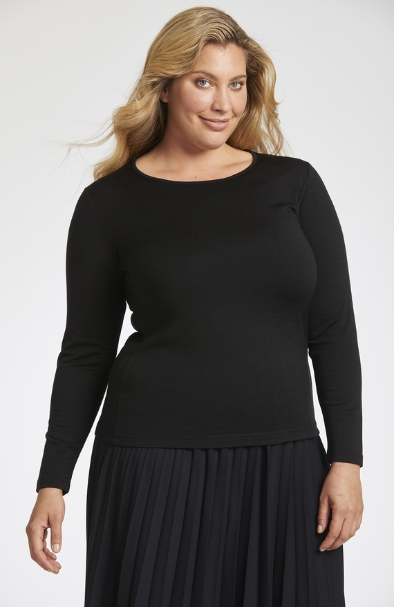 Merino Long Sleeve Scoop Neck Top