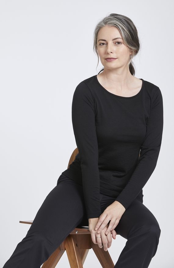 Merino Long Sleeve Scoop Neck Top