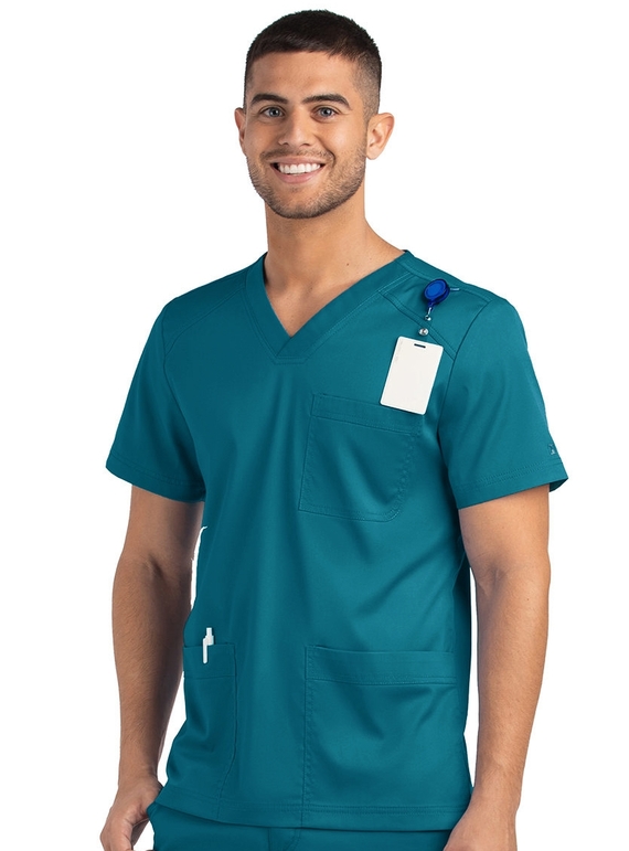 Matrix 3 Pocket V Neck Scrub Top - Men - Caribbean Blue