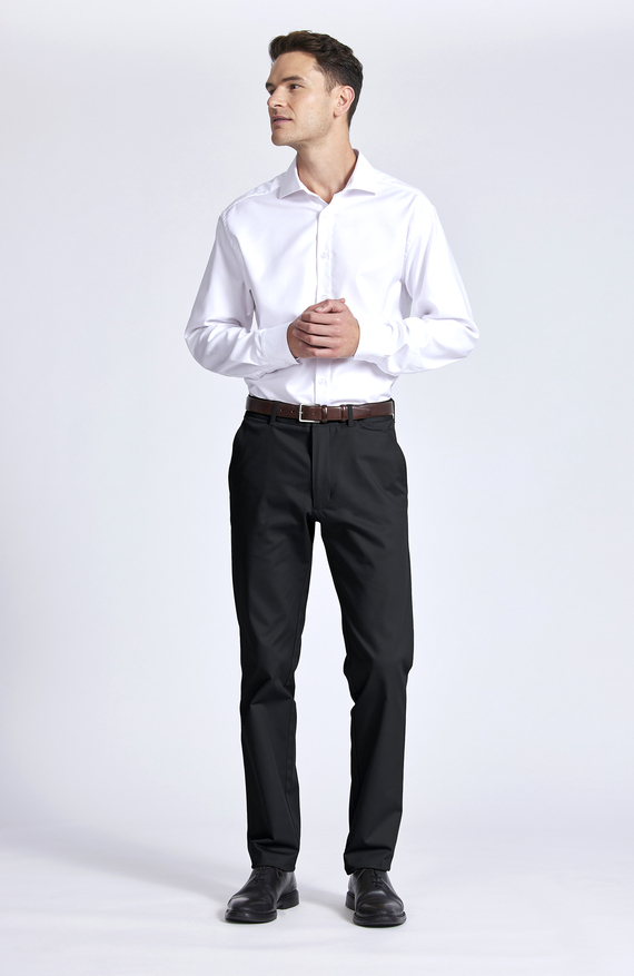 John Flat Twill Chino in Shale - Premium Stretch Cotton