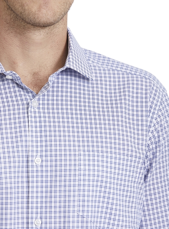 Blue/White Double Check Tailored Shirt - Men