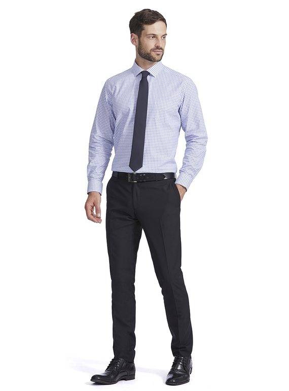 Blue/White Double Check Tailored Shirt - Men
