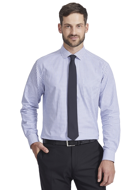 Blue/White Double Check Tailored Shirt - Men
