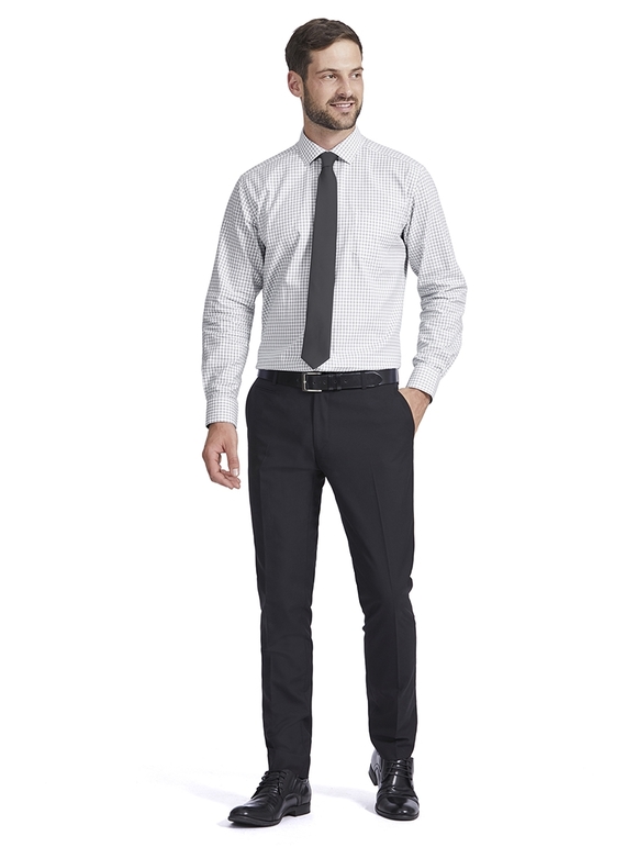 Black/White Double Check Tailored Shirt - Men