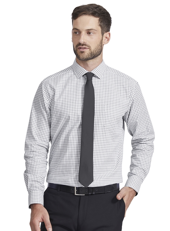 Black/White Double Check Tailored Shirt - Men