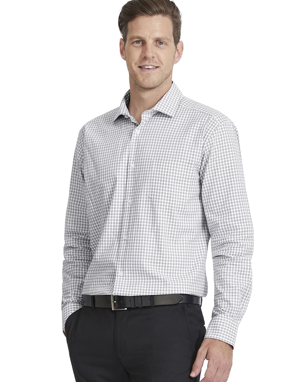 Black/White Double Check Tailored Shirt - Men