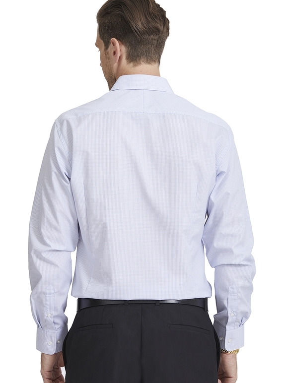 Navy/Blue/White Mini Check Poplin Slim Shirt