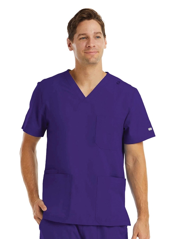 Momentum 3 Pocket V Neck Scrub Top - Men - Grape
