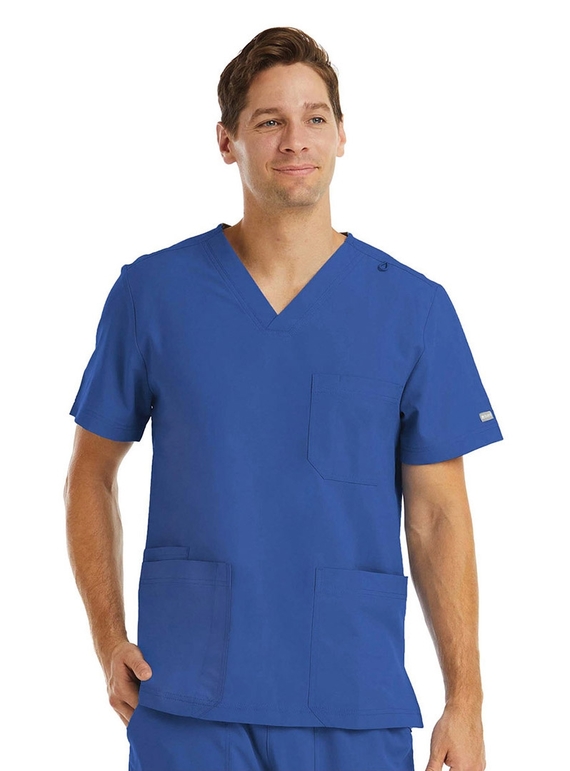 Momentum 3 Pocket V Neck Scrub Top - Men - Royal Blue