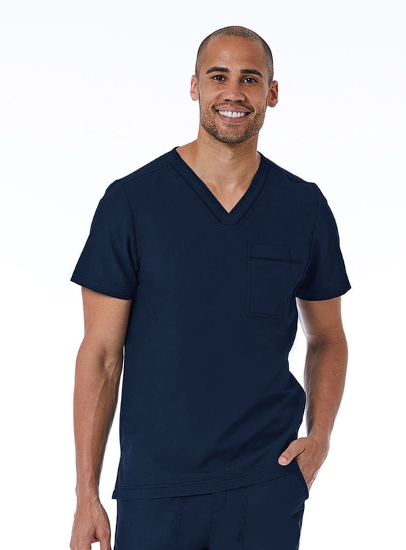 Matrix Pro Contrast Piping V-Neck Scrub Top - Men - Navy