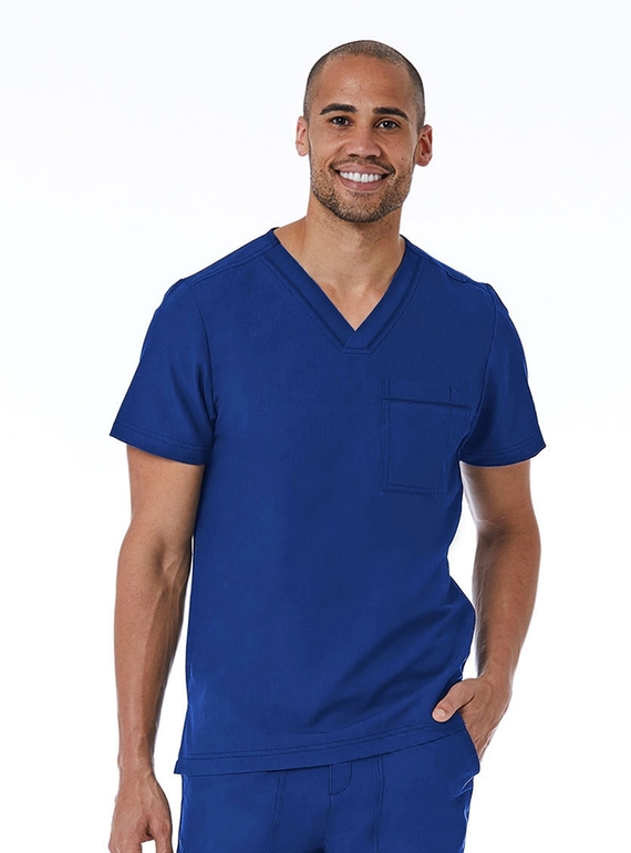 Matrix Pro Contrast Piping V-Neck Scrub Top - Men - Royal Blue