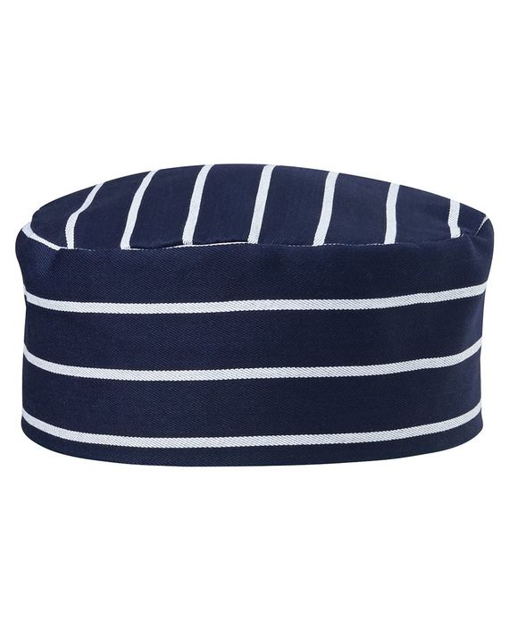 Chefs Hat - Flat Top - Navy/White Stripe