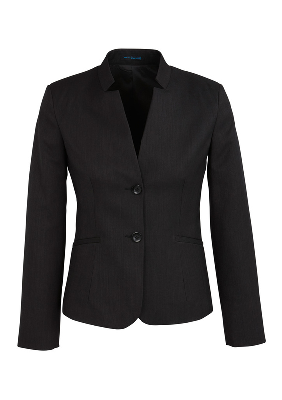 Short Jacket with Reverse Lapel - Cool Stretch BIZ Corporates - Black