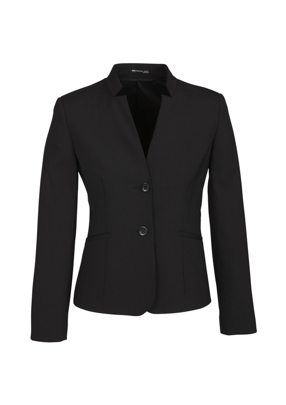 Short Jacket with Reverse Lapel - Wool Stretch - Black