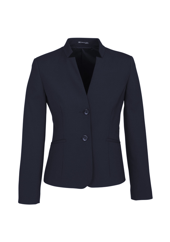 Short Jacket with Reverse Lapel - Wool Stretch - Navy