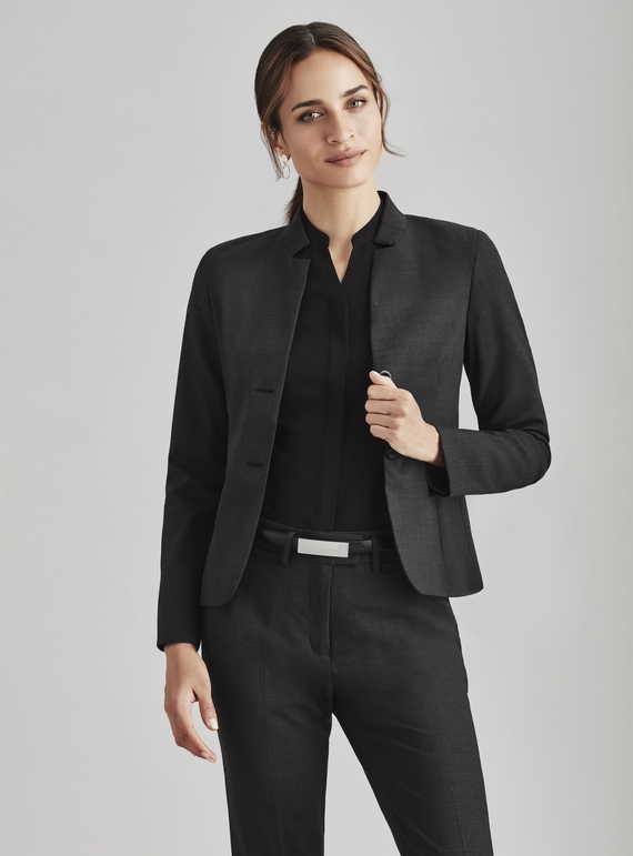 Short Jacket with Reverse Lapel - Wool Stretch