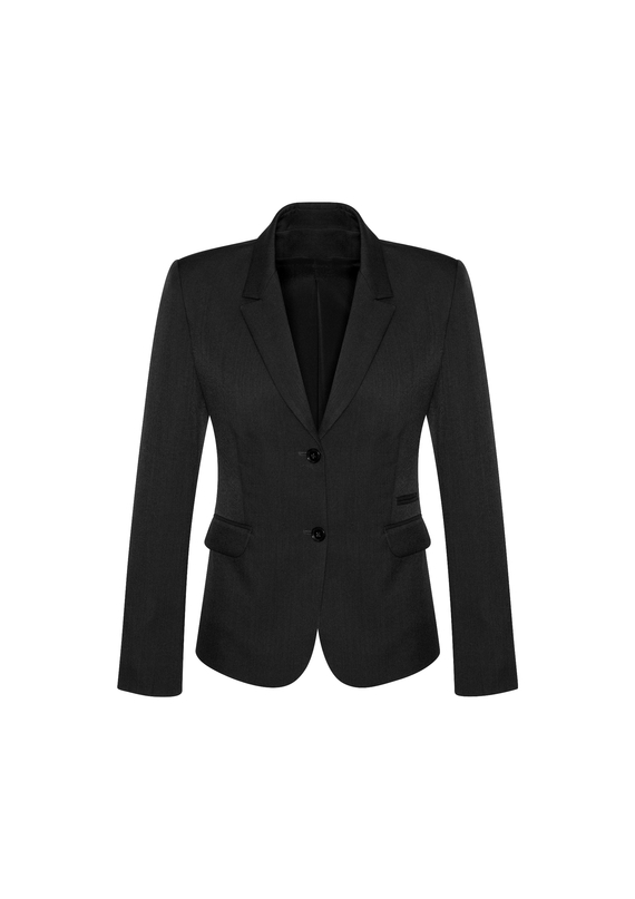 2 Button Mid Length Jacket - Comfort Wool Stretch - Women - Black