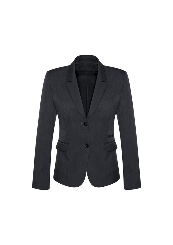 2 Button Mid Length Jacket - Comfort Wool Stretch - Women - Charcoal