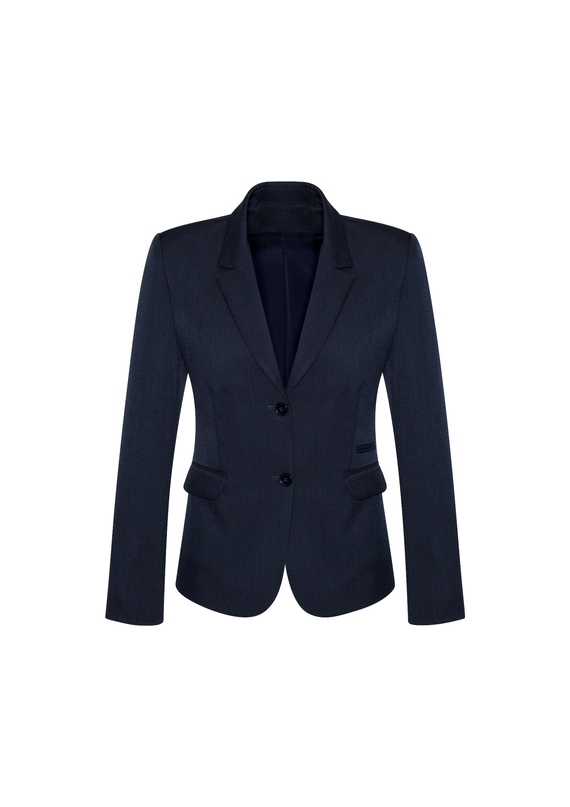 2 Button Mid Length Jacket - Comfort Wool Stretch - Women - Navy