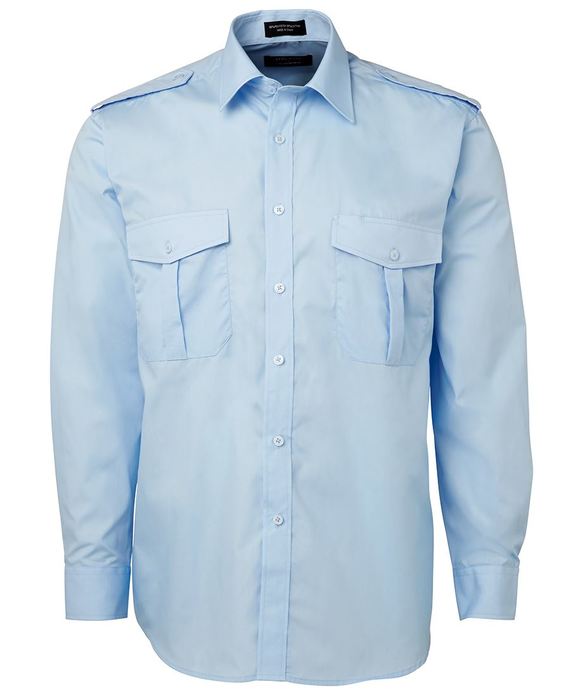 Long Sleeve Epaulette Uniform Shirt - Blue